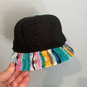 Neff Fresh Logo Embroidered Multicolored Flat Bill Snap Back Hat Streetwear